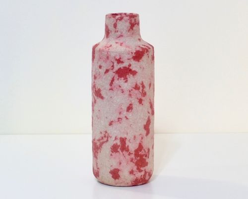 Bottle PAPIER MACHÉ, red marble