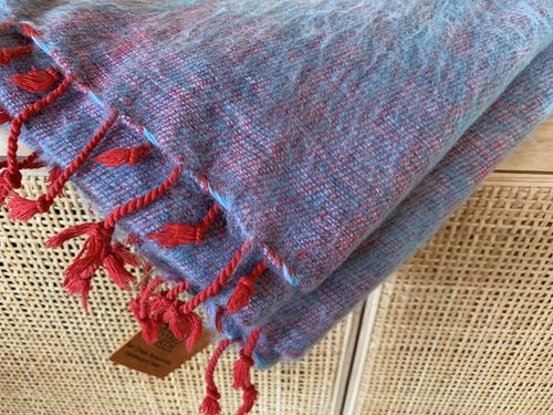Woollen shawl NEPAL blue-red